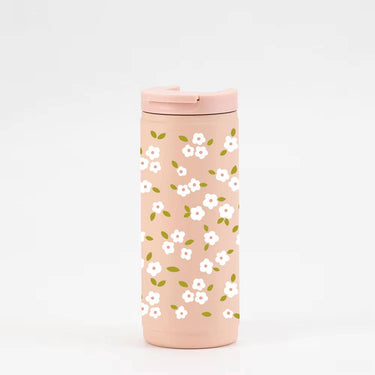 16oz insulated tumbler - pale pink: White bloom